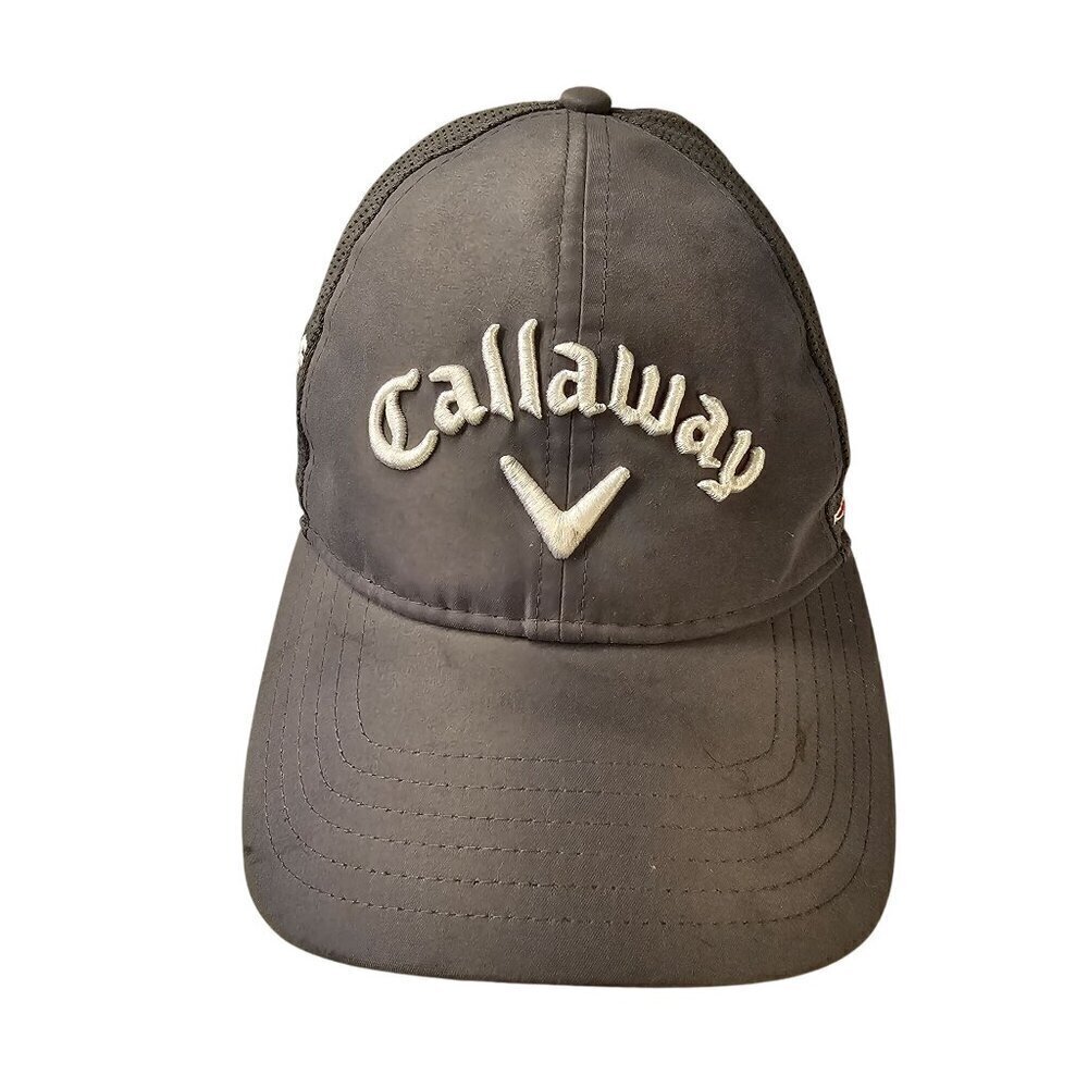 Callaway Hex Black Tour Golf Hat Strap Back Gray Polyester Breathable Cap Logo